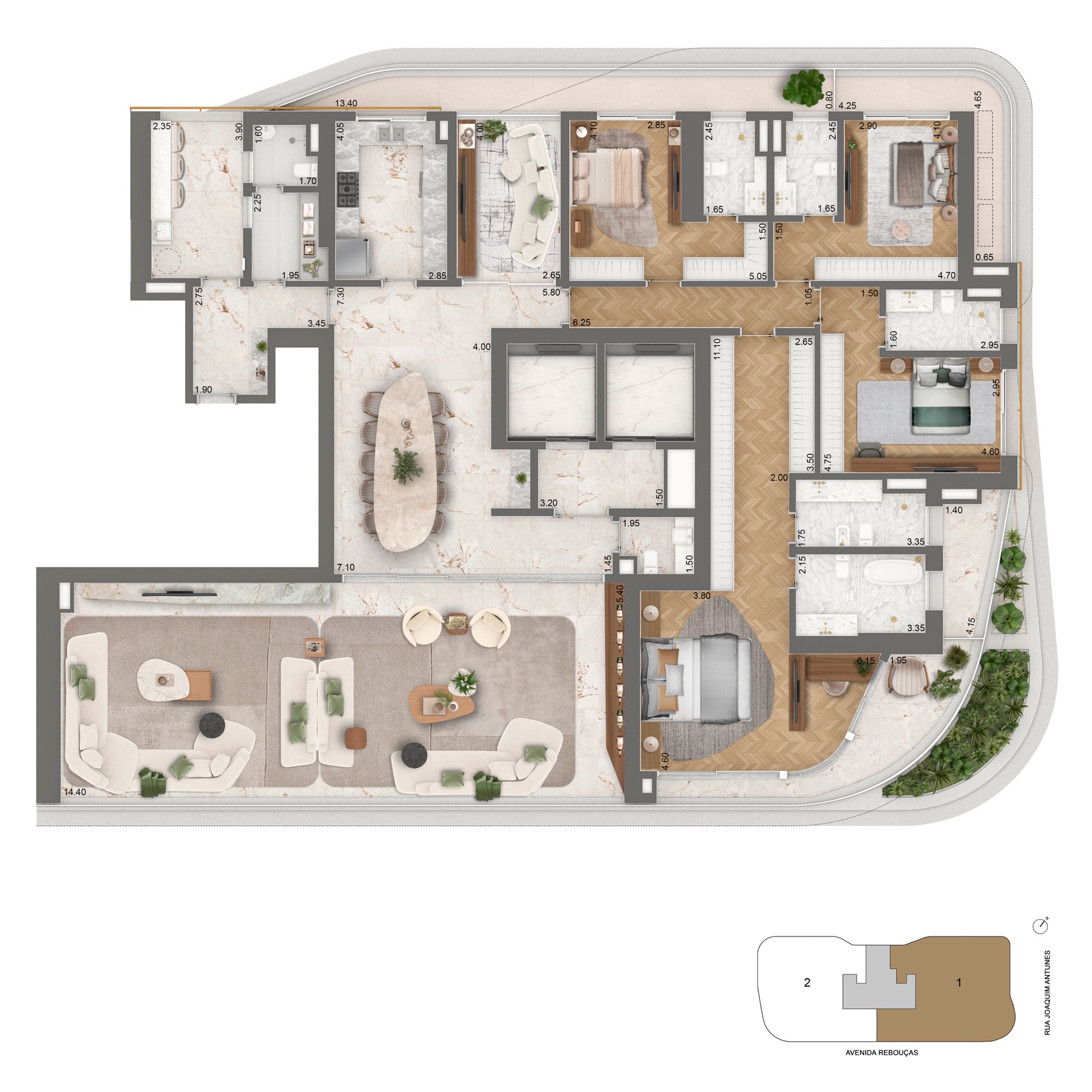 Planta 400m² EPIC Jardim Europa